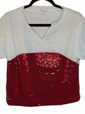 Mary Square NEW Colorblock Diane Top Crimson and White size Small Game Day